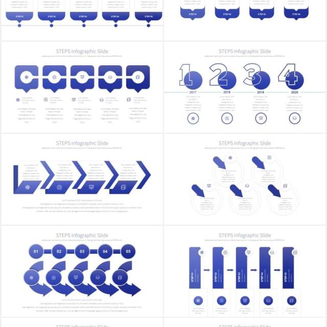 11套色系流程图步骤并列PPT信息图表素材STEPS - PowerPoint Infographics 11套色系流程图步骤并列PPT信息图表素材STEPS - PowerPoint Infographics