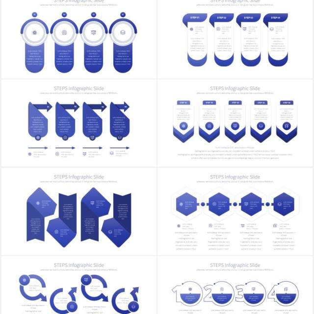 11套色系流程图步骤并列PPT信息图表素材STEPS - PowerPoint Infographics 11套色系流程图步骤并列PPT信息图表素材STEPS - PowerPoint Infographics
