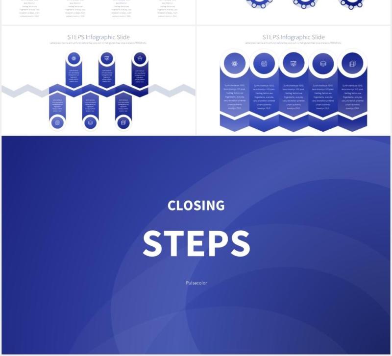 11套色系流程图步骤并列PPT信息图表素材STEPS - PowerPoint Infographics