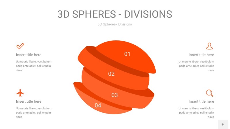 橘红色3D球体切割PPT信息图9