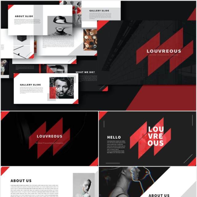 时尚作品展示PPT模板LOUV Powerpoint Template