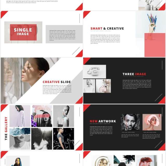 时尚作品展示PPT模板LOUV Powerpoint Template