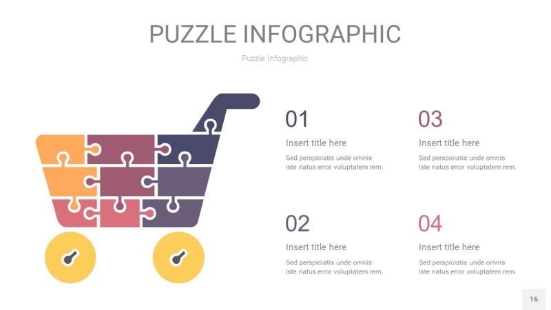 紫色系拼图PPT图表16