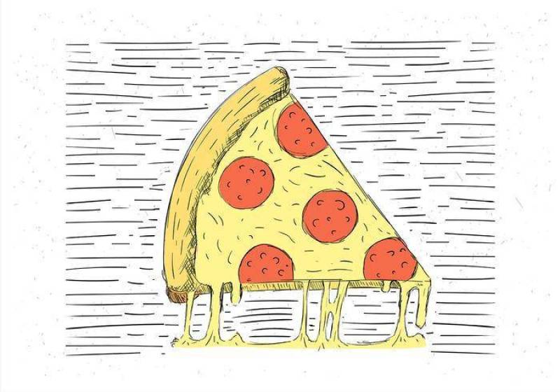  手绘矢量披萨