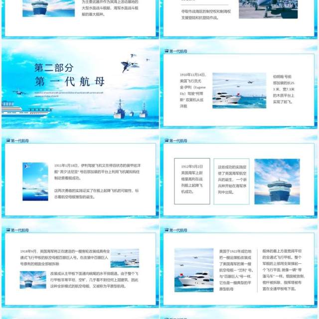 走向深蓝世界航母发展演变历史动态PPT模板 走向深蓝世界航母发展演变历史动态PPT模板