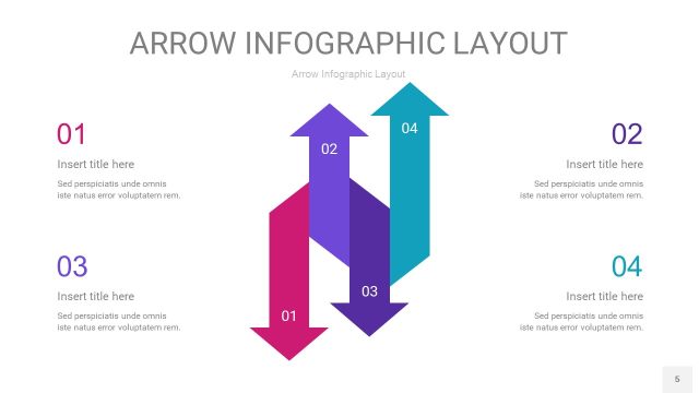 紫色系箭头PPT信息图表5