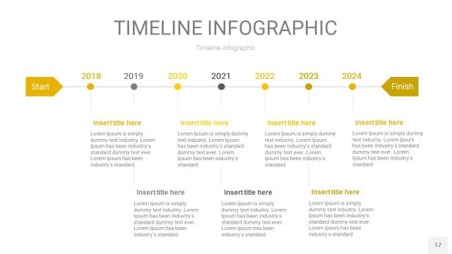 灰黄色时间轴PPT信息图17