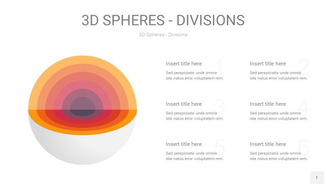 渐变橙色3D球体切割PPT信息图1