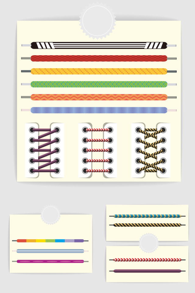矢量彩色鞋带素材