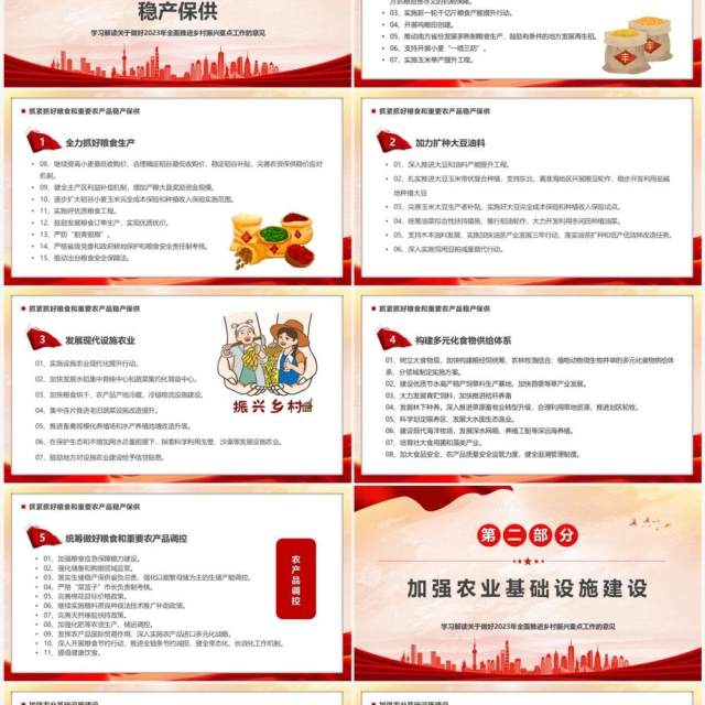 红色全面推进乡村振兴的重点工作PPT模板 红色全面推进乡村振兴的重点工作PPT模板