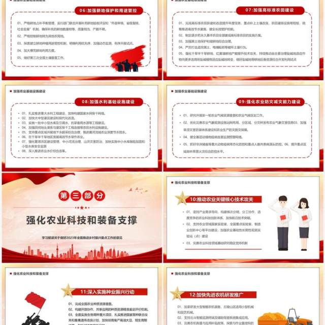 红色全面推进乡村振兴的重点工作PPT模板 红色全面推进乡村振兴的重点工作PPT模板