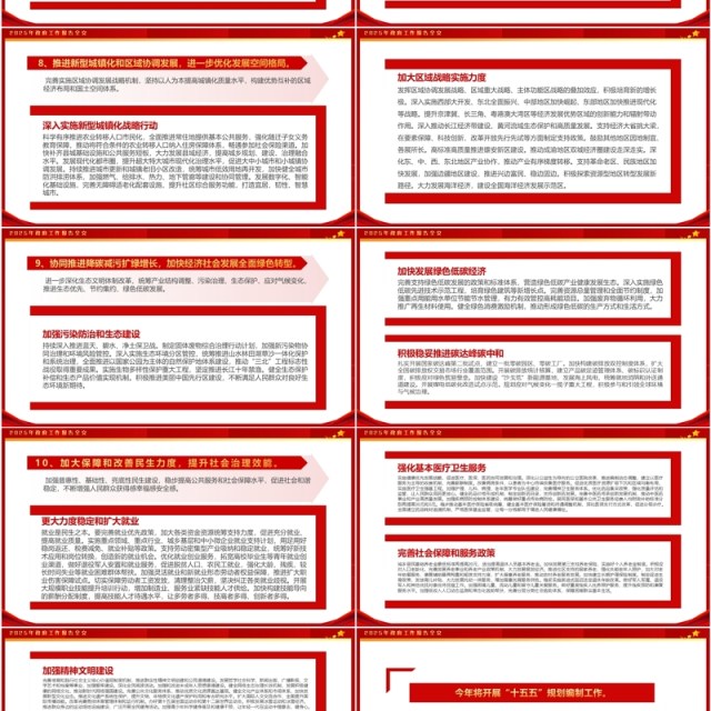 红色简约风2025政府工作报告全文PPT模板 红色简约风2025政府工作报告全文PPT模板