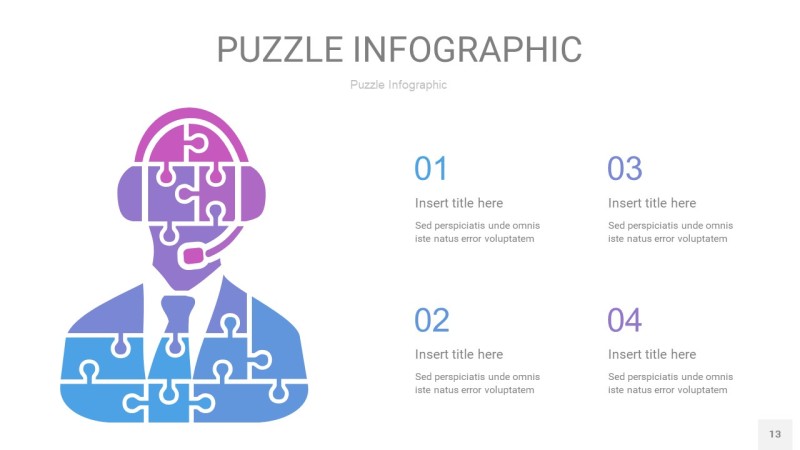 蓝紫色拼图PPT图表13