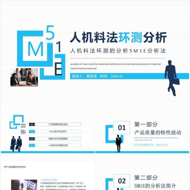 人机料法环测的分析5M1E分析法动态PPT模板 人机料法环测的分析5M1E分析法动态PPT模板