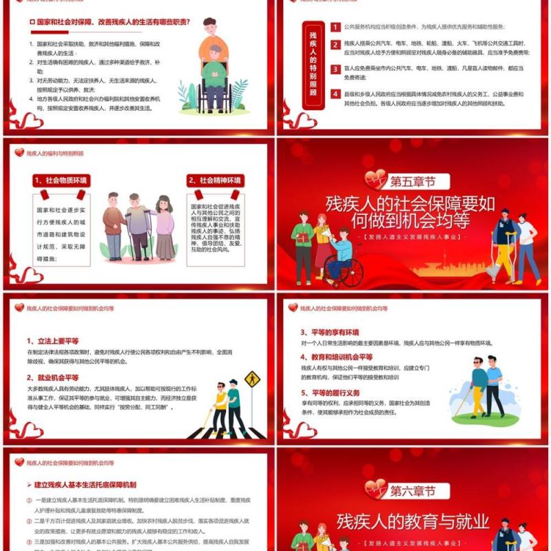 红色卡通风国际残疾人日介绍PPT模板