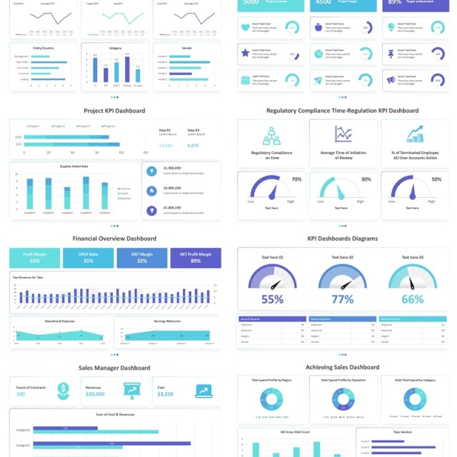 KPI仪表盘销售业务信息图表PPT素材模板KPI Dashboard Light Mode Powerpoint Template