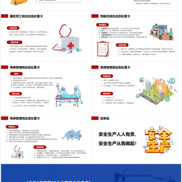 蓝色简约风全国安全生产月宣传PPT模板