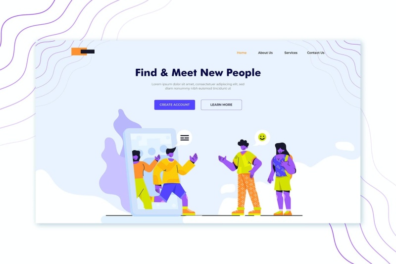 寻找新朋友交友人物插画登录页AI矢量网页界面素材Hero Header Illustration Landing Pages