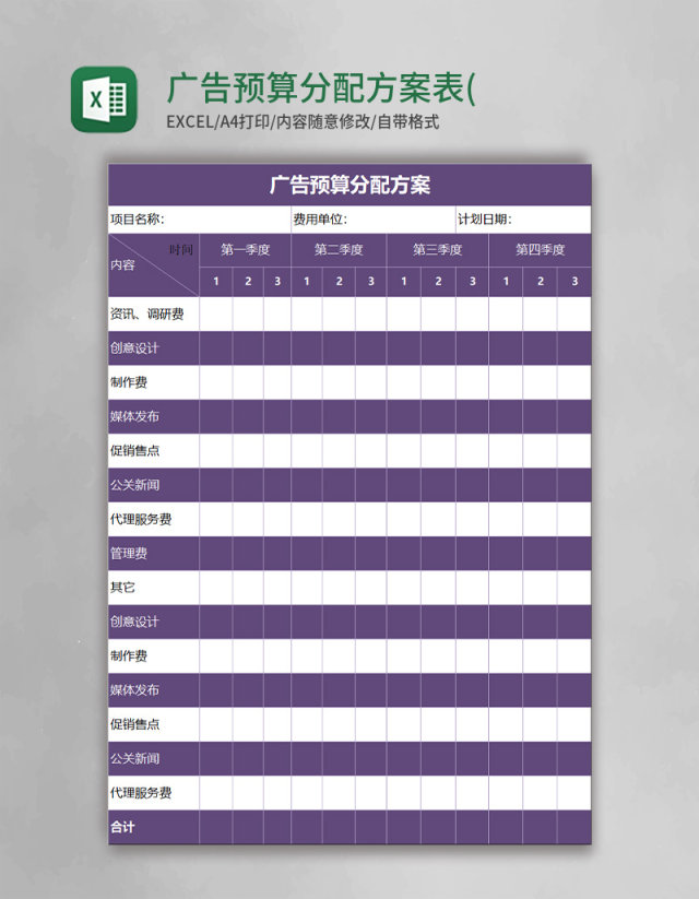 广告预算分配方案excel表 (自动保存的) 广告预算分配方案excel表 (自动保存的)
