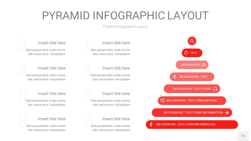 红色3D金字塔PPT信息图表11