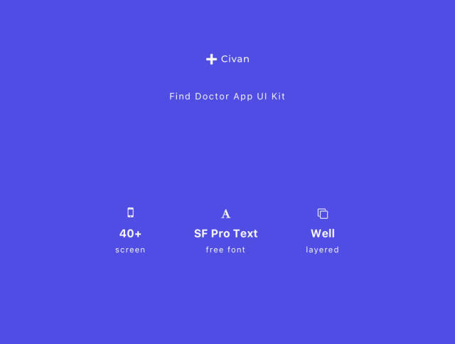为Sketch和Adobe XD设计的高质量Find Doctor App UI工具包，Civan - Find Doctor App UI工具包