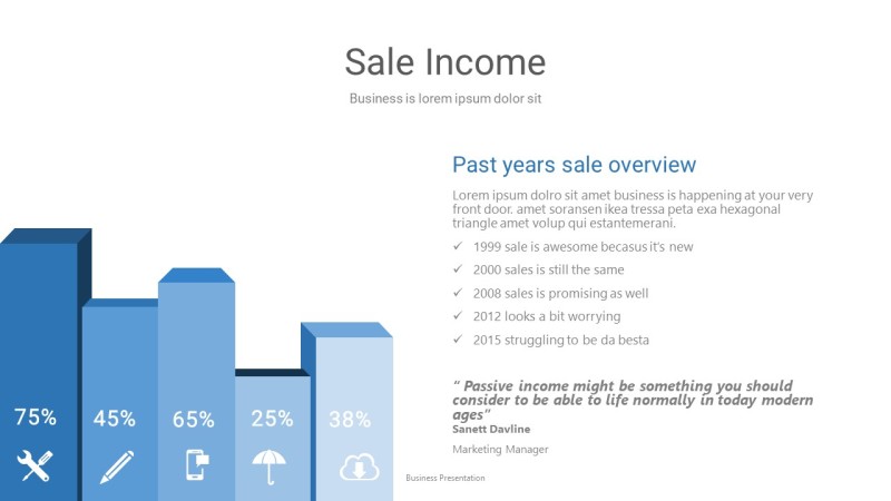 浅蓝色五项并列关系PPT图表-19