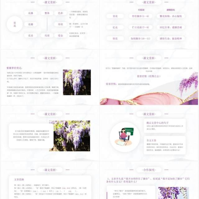 部编版七年级语文下册紫藤萝瀑布课件PPT模板 部编版七年级语文下册紫藤萝瀑布课件PPT模板
