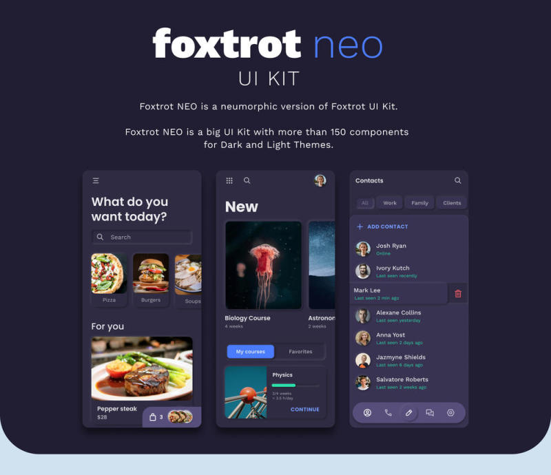FIGMA移动和Web UI工具包,狐步NEO与UI套件 FIGMA移动和Web UI工具包,狐步NEO与UI套件