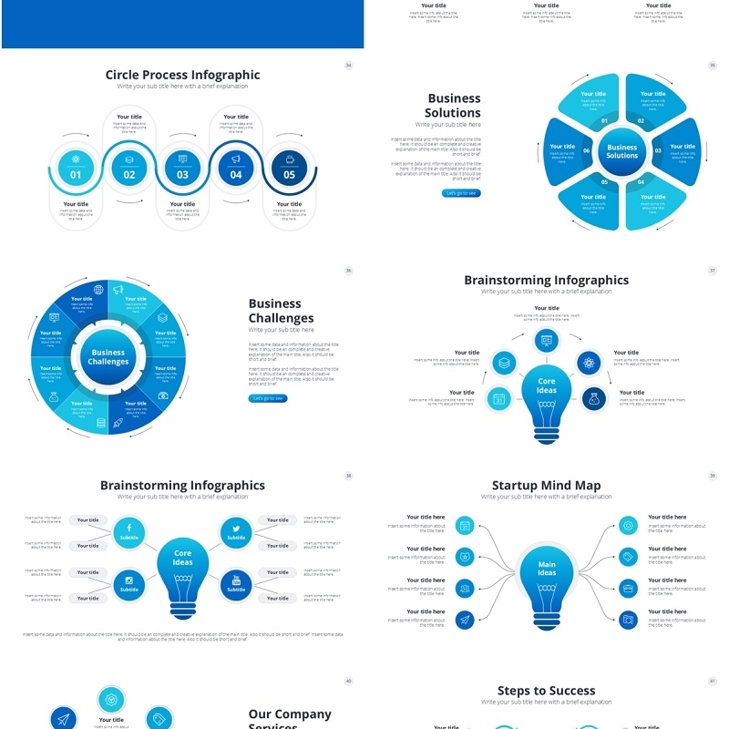 蓝色创业公司信息图PPT模板Blue Business Startup PowerPoint