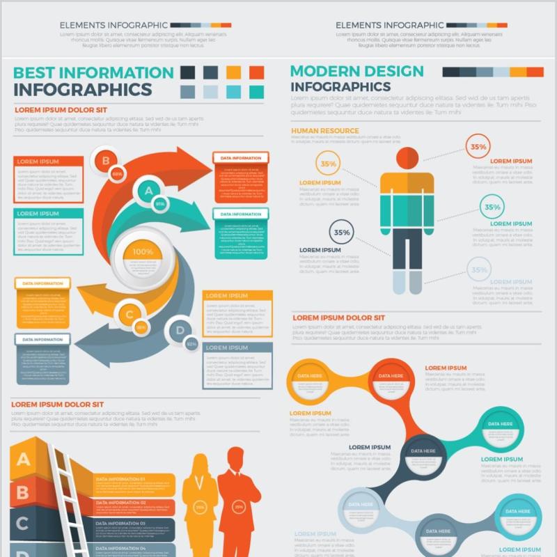 统计信息图表元素设计素材Big Elements Infographics Design