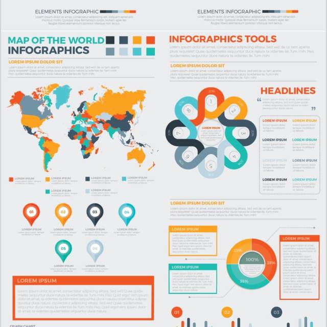 统计信息图表元素设计素材Big Elements Infographics Design