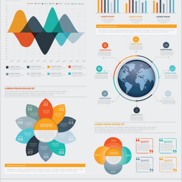 统计信息图表元素设计素材Big Elements Infographics Design