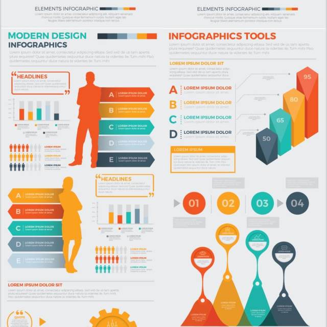 统计信息图表元素设计素材Big Elements Infographics Design