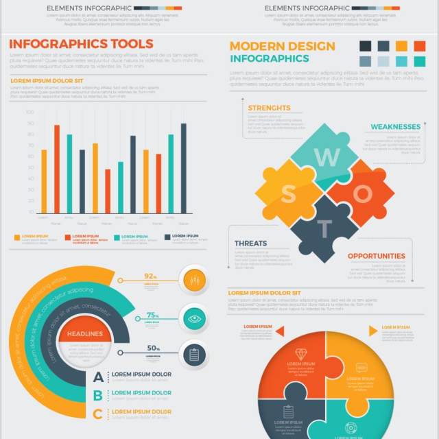 统计信息图表元素设计素材Big Elements Infographics Design