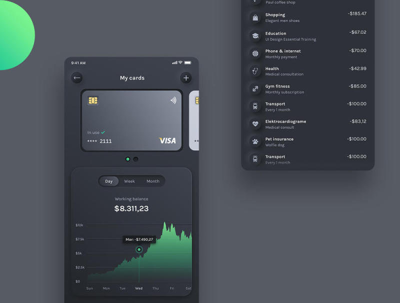 Neumorphism理财应用，黑暗预算计划 - 财经UI套件
