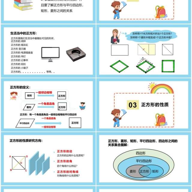 部编版八年级数学下册正方形的性质课件PPT模板