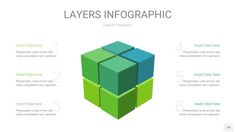 浅绿色3D分层PPT信息图34