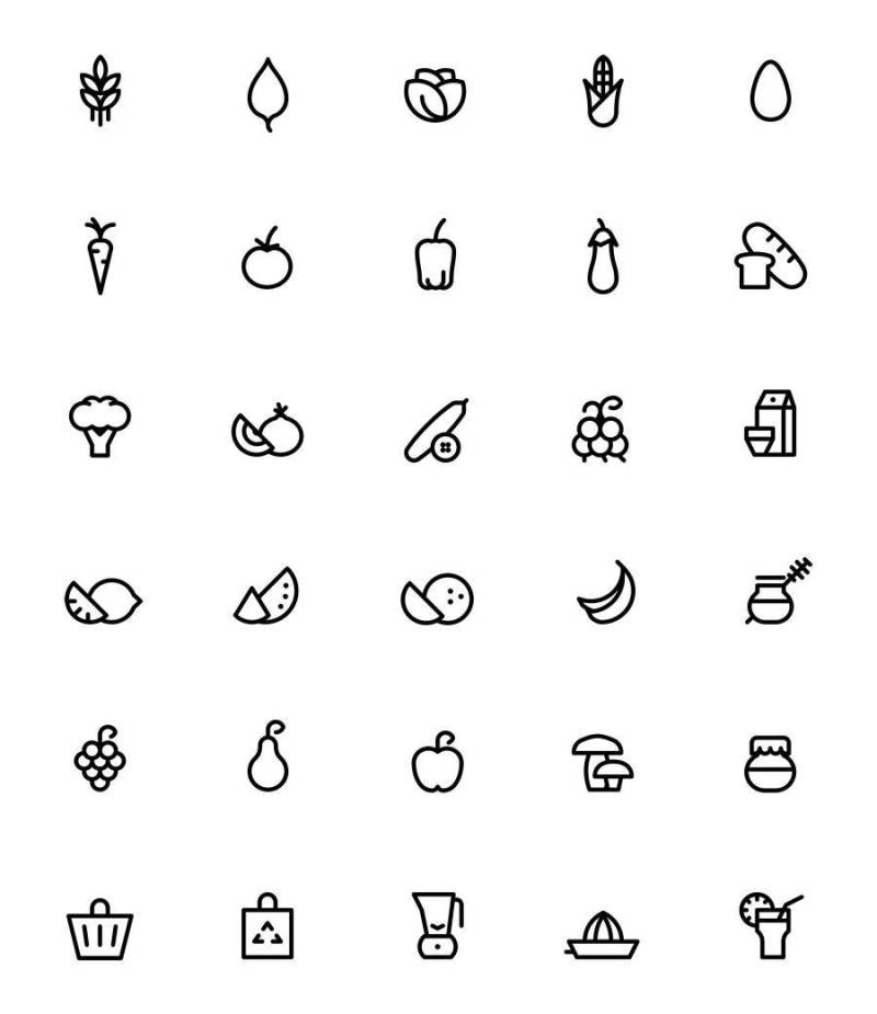Organic Food Icon Set