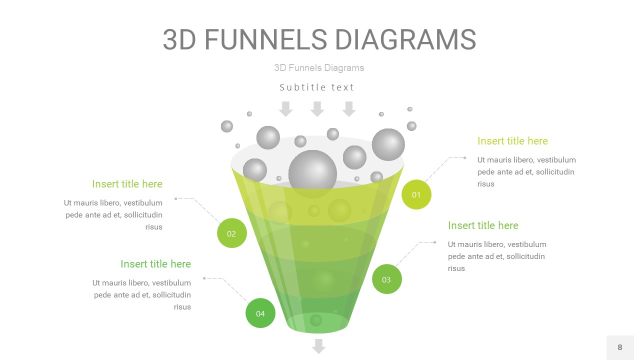 浅绿色3D漏斗PPT信息图表8