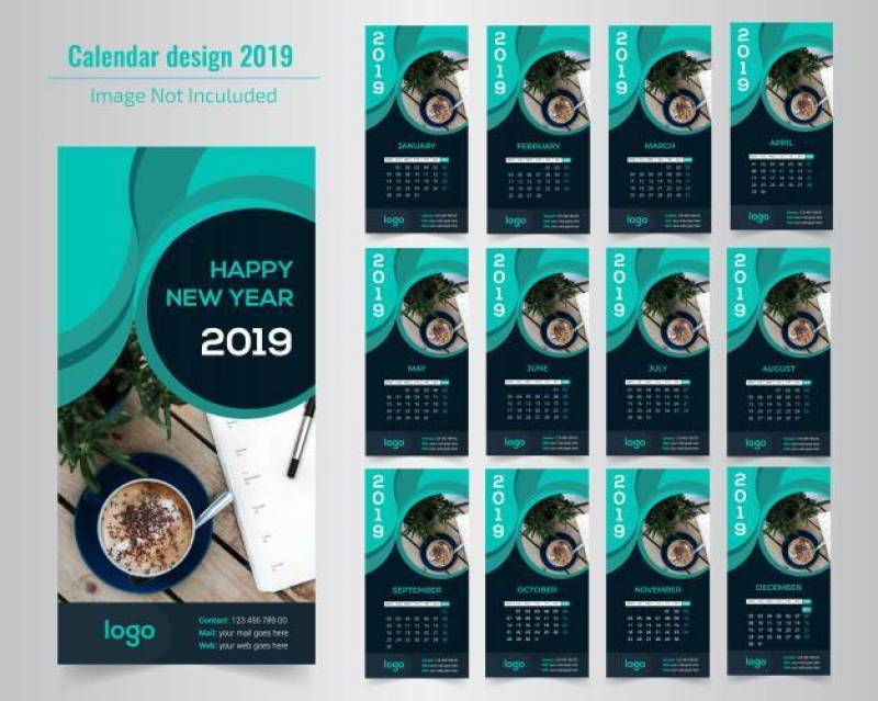 Abstract Modern Calendar 2019