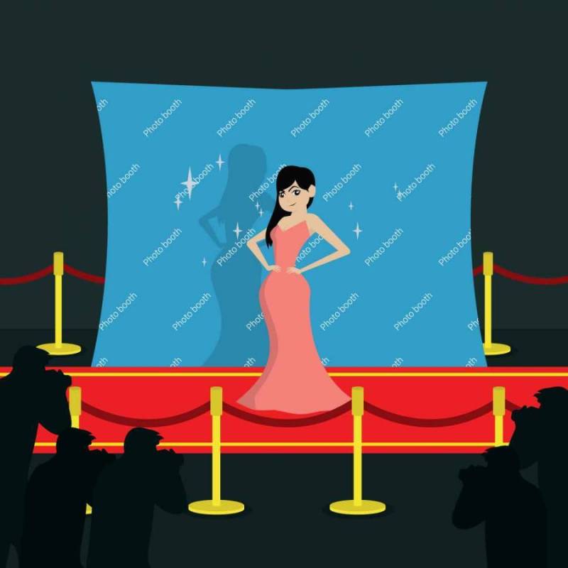 好莱坞红地毯例证的超级明星