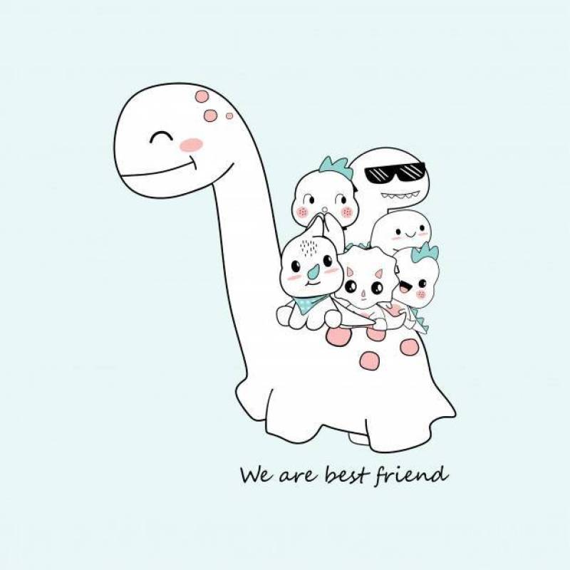 Cute dino cartoons that are be best friend