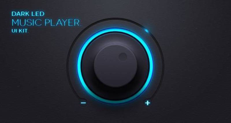 Dark Led Music App UI Kit Psd