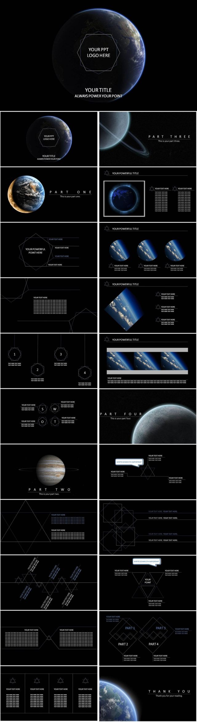 璀璨太空星球PPT模版