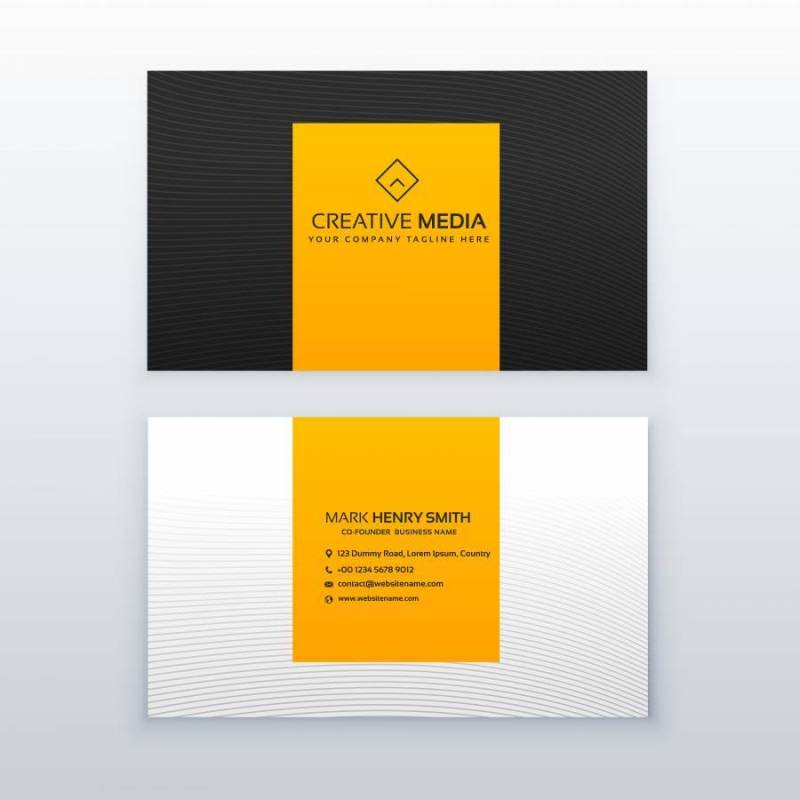 最小的黄色和黑色名片设计