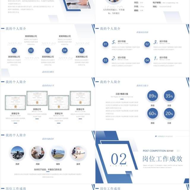 蓝色商务风岗位竞聘报告PPT通用模板