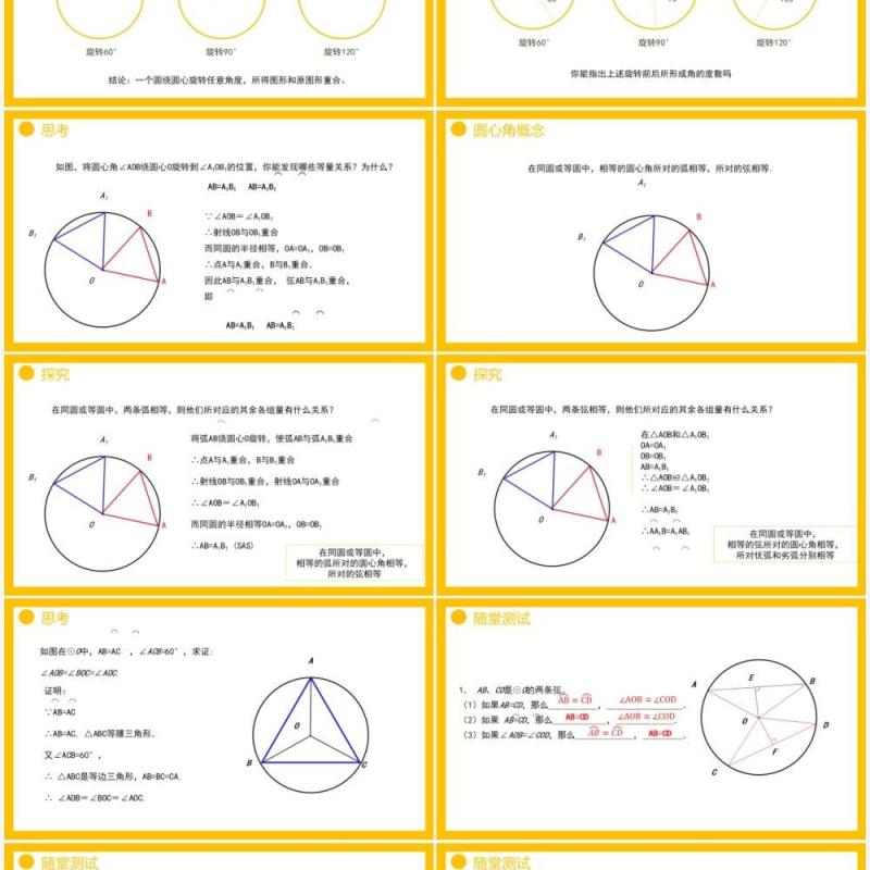 部编版九年级数学上册第四单元圆的有关性质圆心角课件PPT模板