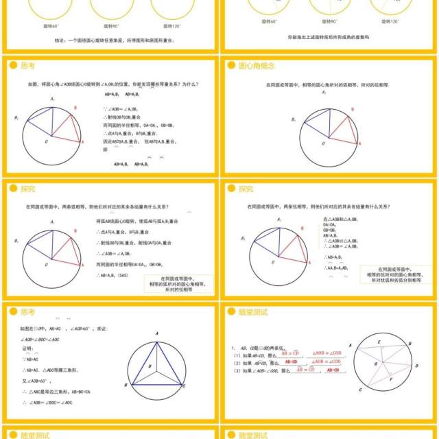 部编版九年级数学上册第四单元圆的有关性质圆心角课件PPT模板