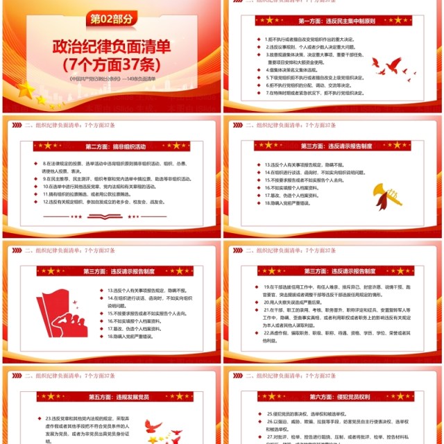 红色简约风中国共产党纪律处分条例PPT模板 红色简约风中国共产党纪律处分条例PPT模板