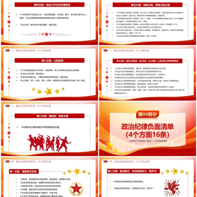 红色简约风中国共产党纪律处分条例PPT模板 红色简约风中国共产党纪律处分条例PPT模板